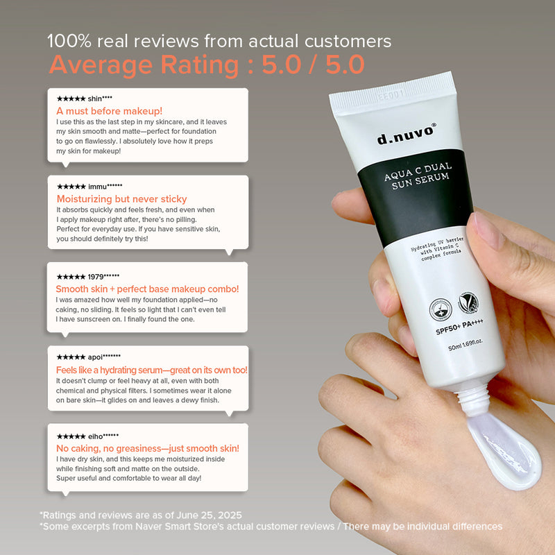 d.nuvo Aqua C Dual Sun Serum SPF50 PA++++ – Vitamin C Sunscreen Serum (50ml)