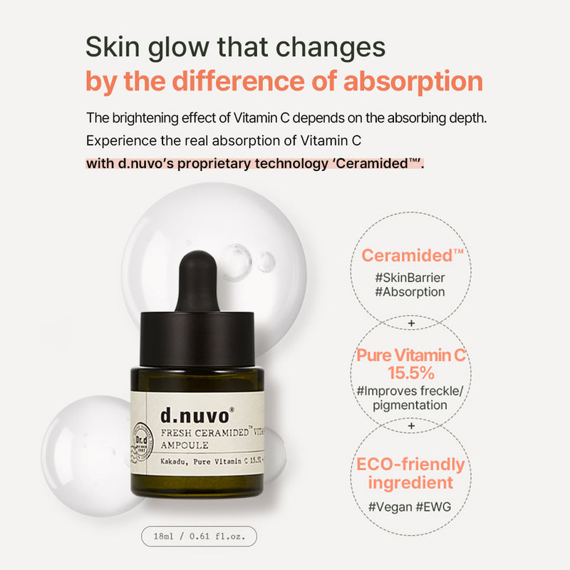d.nuvo Fresh Ceramided™ Vitamin C Ampoule 15.5% – Brighter Skin, Zero Irritation (18ml)